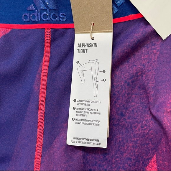 Women’s Adidas Alphaskin Tights size Large signal pink/team roy - Picture 4 of 7